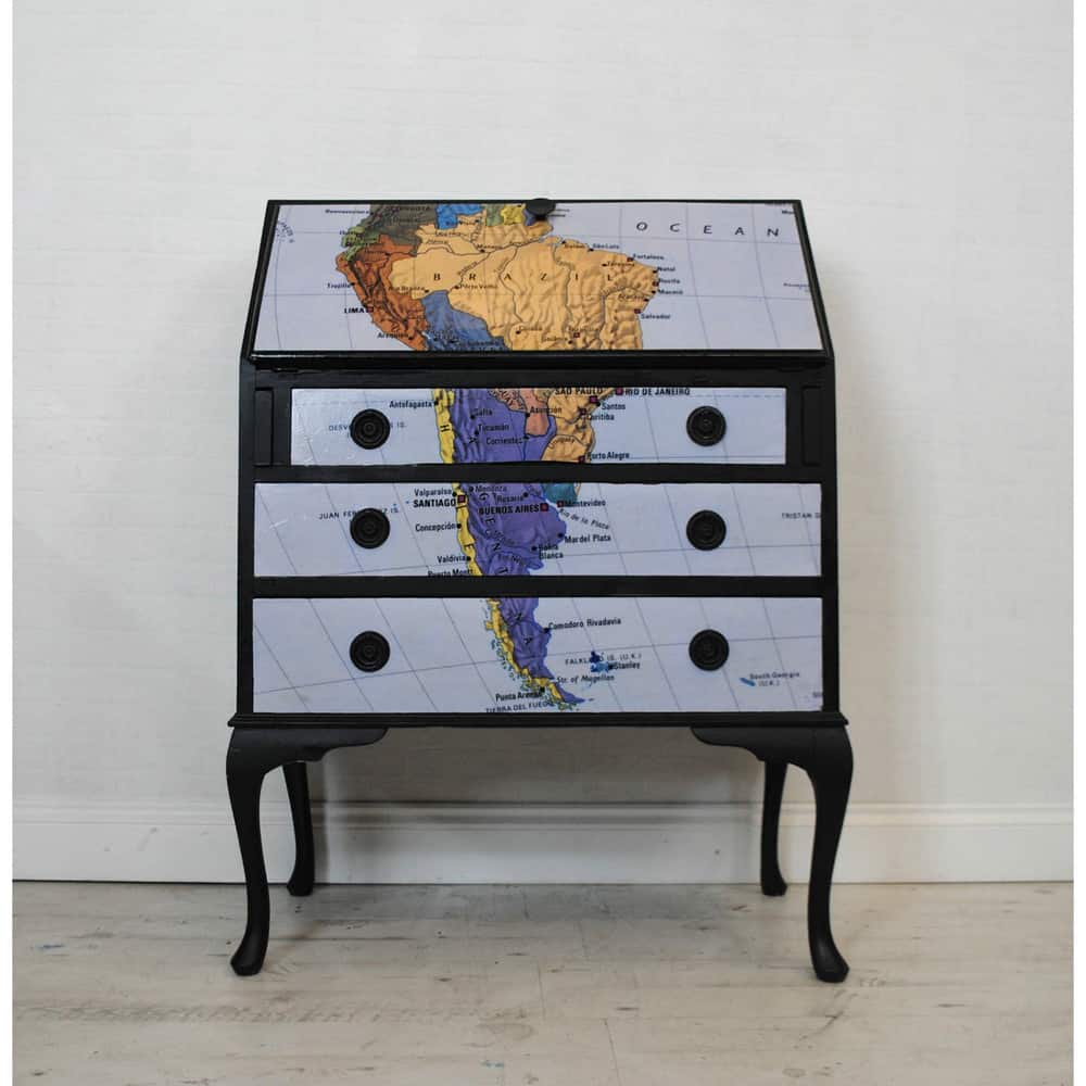 upcycled furniture map desk